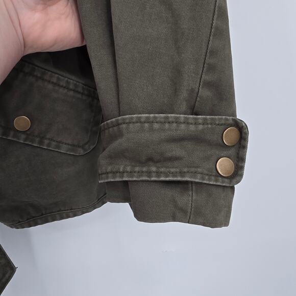 New York & Company Women's Utility Side Split Zip Up Tie Waist Jacket Green XL - Picture 7 of 11